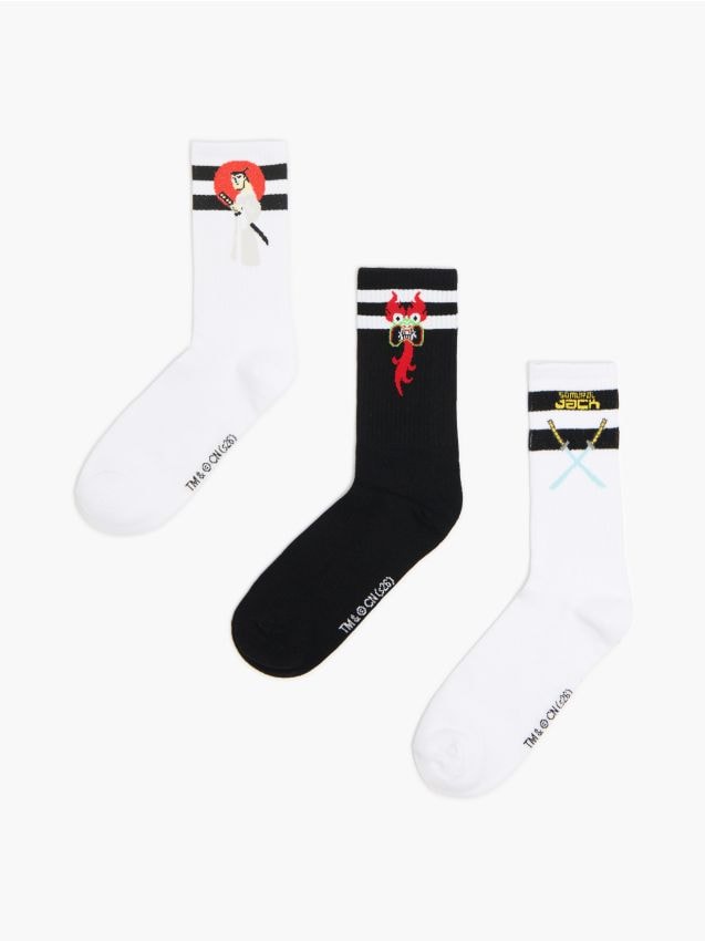 3 pack șosete cu imprimeu Samurai Jack Culoare alb - CROPP - 219IH-00X