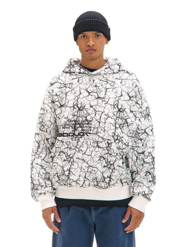 Biała bluza hoodie z nadrukiem all over - CROPP - 235DS-00X