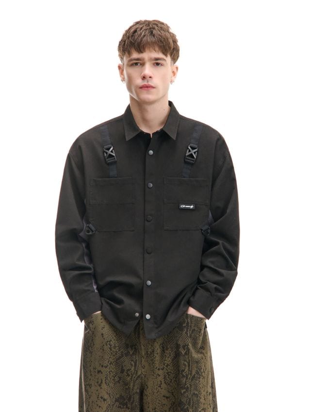 Czarna koszula na zatrzaski - CROPP - 250DE-99X