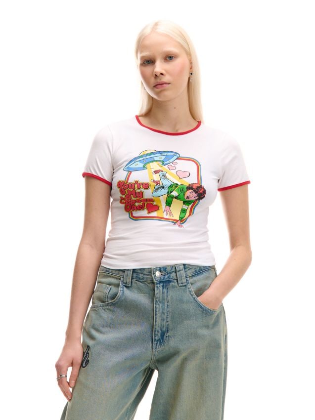 Tricou cu imprimeu Steven Rhodes Culoare alb - CROPP - 253CV-00X
