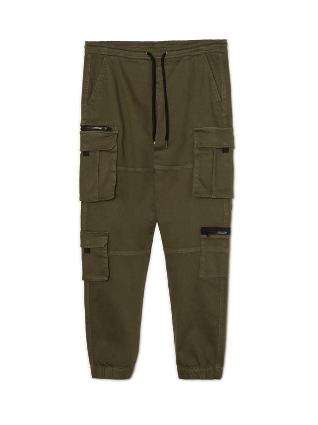 Oliwkowe joggery z kieszeniami cargo - CROPP - 336HY-91X