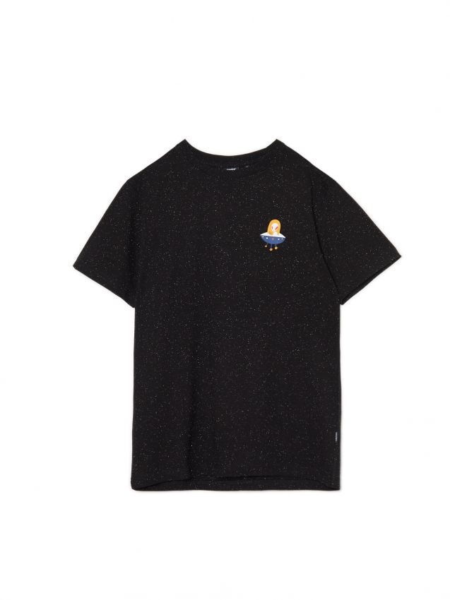 Czarna koszulka z motywem kosmosu - CROPP - 3622R-99X