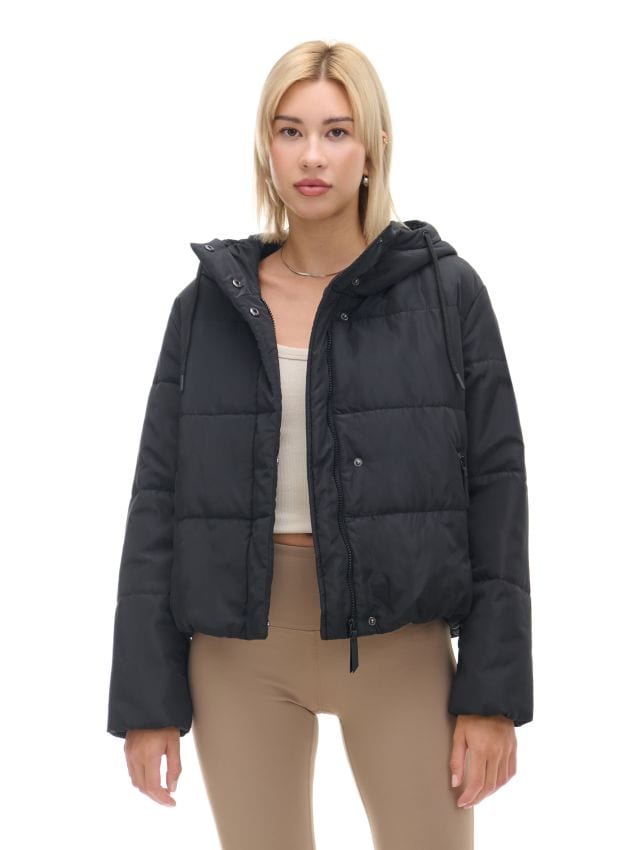 Czarna kurtka z kapturem - CROPP - 3773W-99X