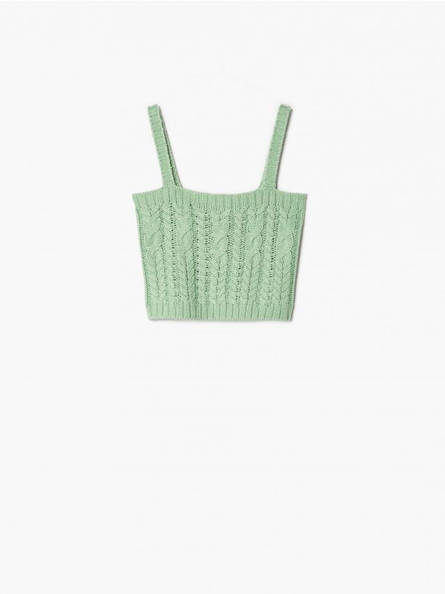 Pleteni top - bljedozeleno - CROPP