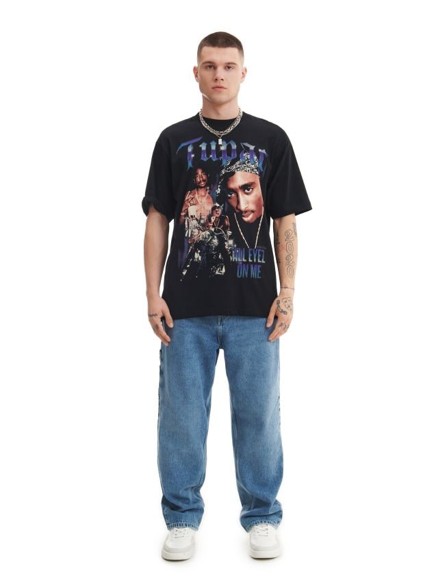 Tricou cu imprimeu Tupac Culoare negru - CROPP - 4925W-99X