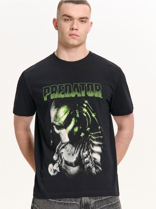 Tricou negru cu imprimeu Predator Culoare negru - CROPP - 495HY-99X