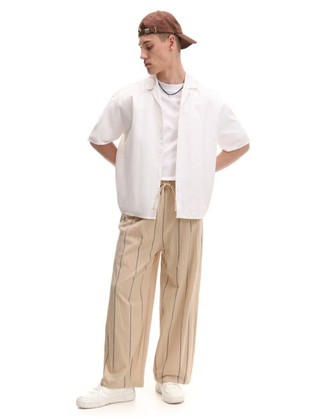 Spodnie wide leg w paski - CROPP - 501DE-08X