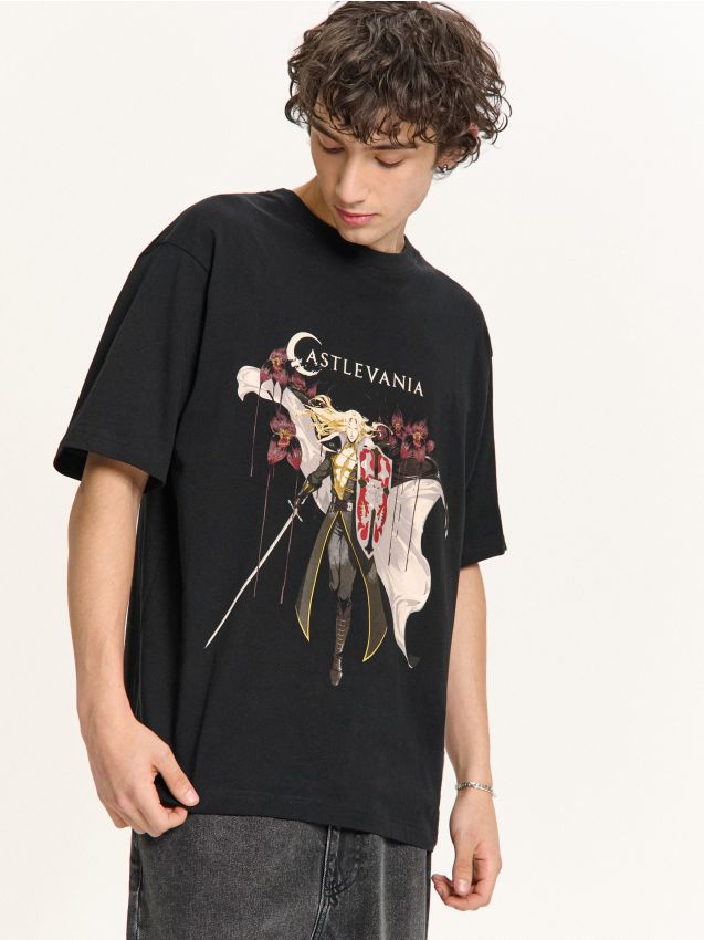 ★★★ ①装飾オプションサンプル（No.1~18）★★★ Tricou negru cu imprimeu Castlevania Culoare negru - CROPP - 517HY-99X