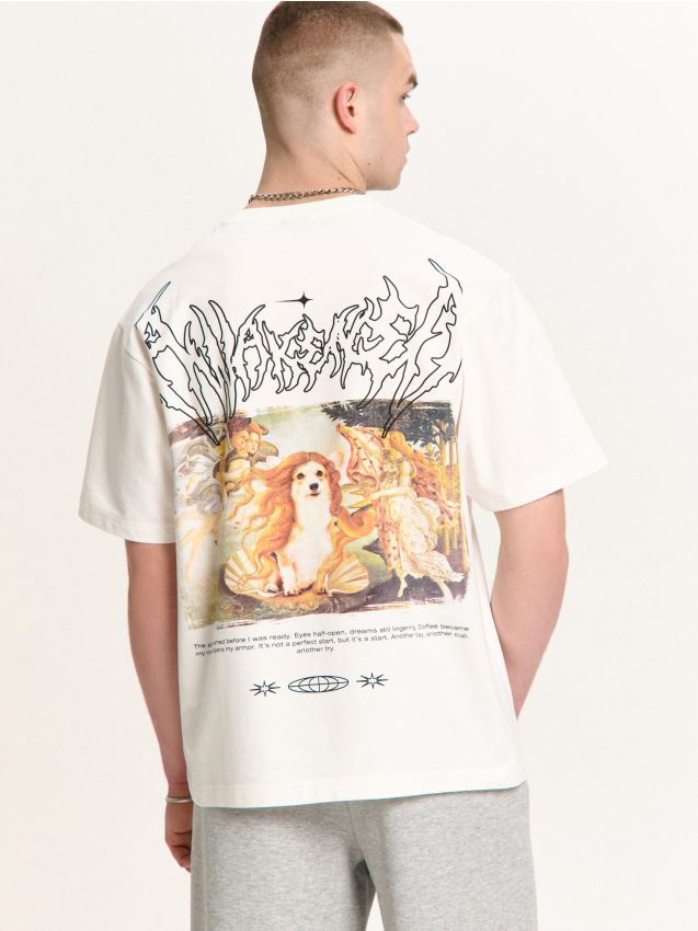 Tricou cu imprimeu Culoare crem - CROPP - 553HY-01X