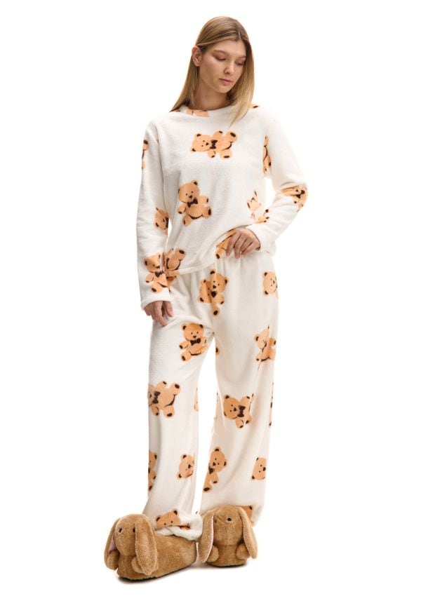 くるみ Pijamale cu imprimeu Culoare crem - CROPP - 554FZ-01X
