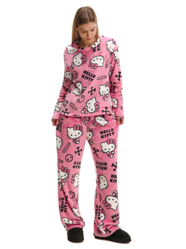 Pijamale cu imprimeu Hello Kitty Culoare roz - CROPP - 572FZ-30X