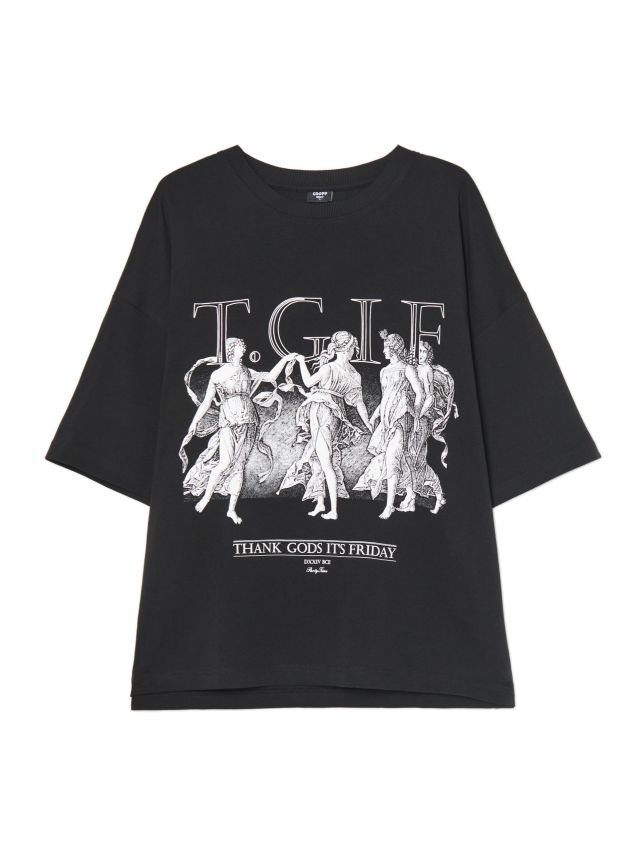 God Only Knows × Fragment POPUP 黒M Czarna koszulka z nadrukiem - CROPP - 582FN-99X