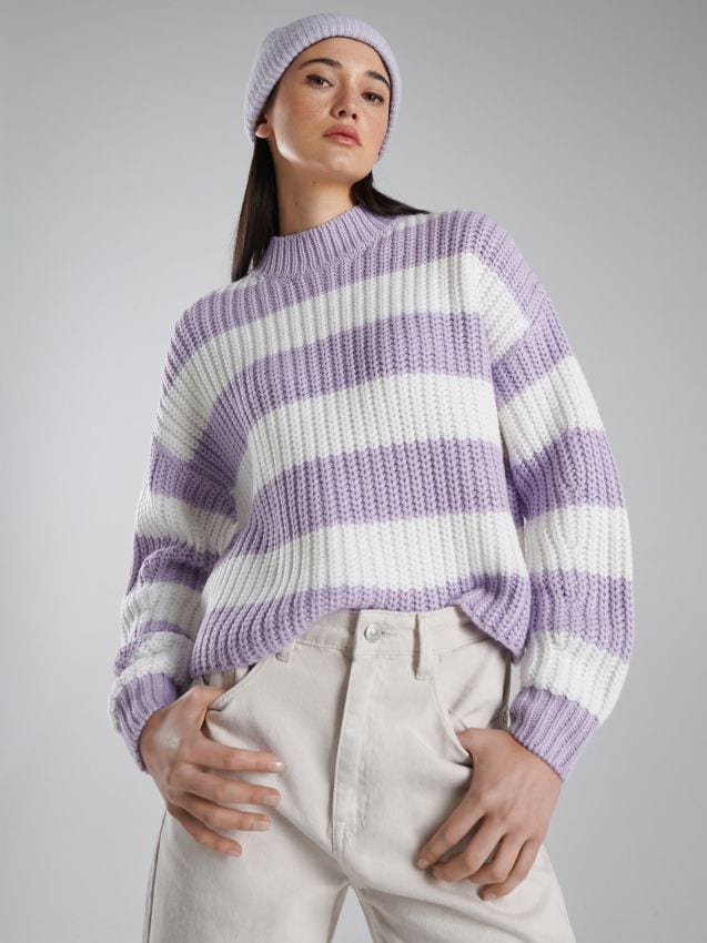 Moda Swetry Swetry z krótkim rękawem Orsay Sweter z kr\u00f3tkim r\u0119kawem fiolet Melan\u017cowy W stylu casual 