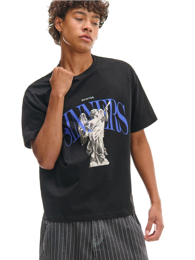 Tricou negru cu imprimeu Culoare negru - CROPP - 608FN-99X