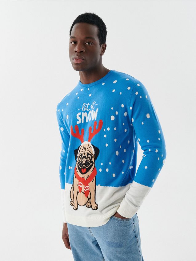 Świąteczny sweter z mopsem - CROPP - 6152N-55X