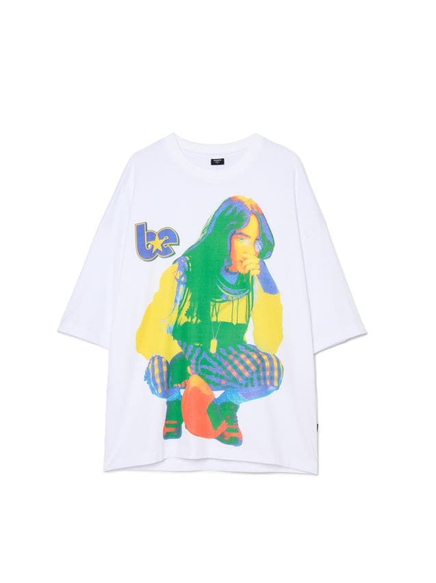 Tricou albă cu imprimeu Billie Eilish Culoare alb - CROPP - 617DE-00X