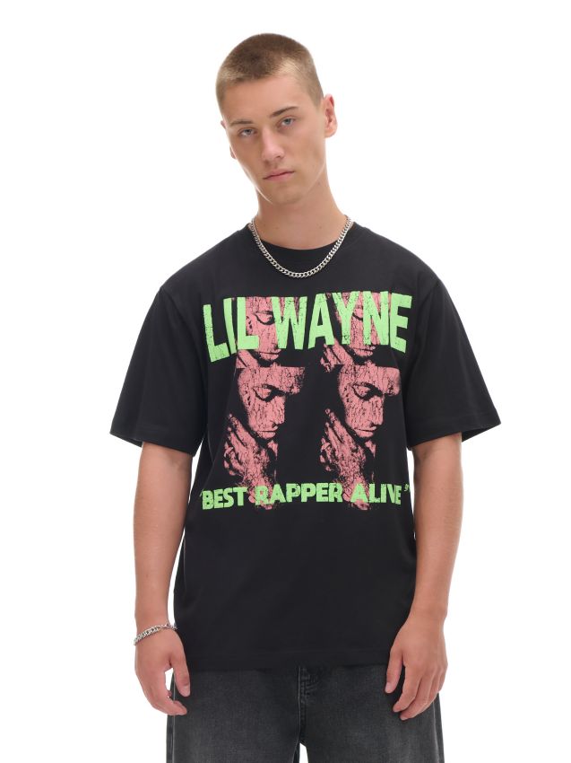 G-RAP/LIL Oセット Tricou cu imprimeu Lil Wayne Culoare negru - CROPP - 627AT-99X