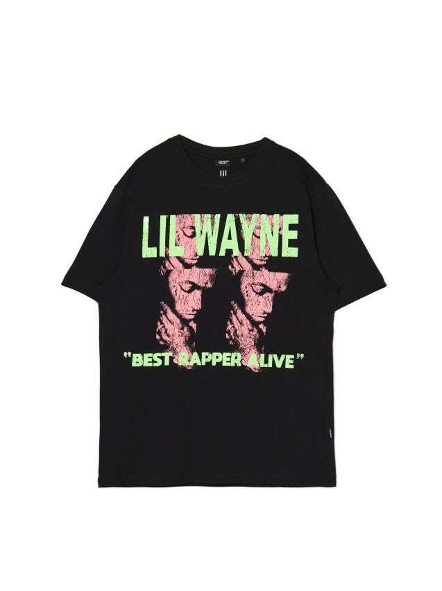 Czarny T-shirt z motywem węża - CROPP - 691DE-99X