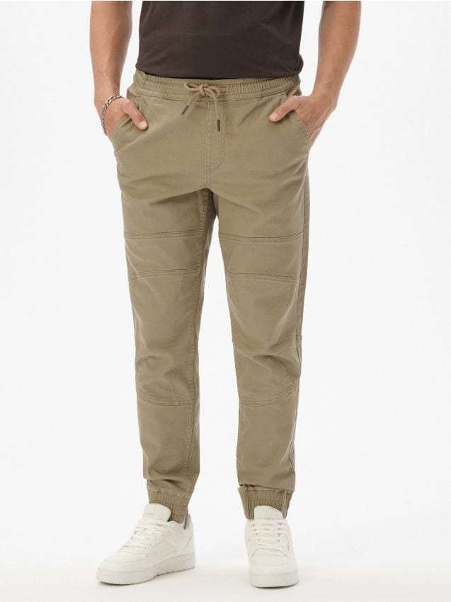 Beżowe spodnie jogger slim fit