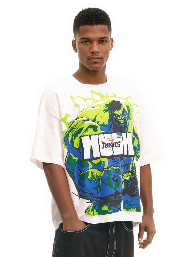 Tricou albă cu imprimeu Marvel Rivals Hulk Culoare alb - CROPP