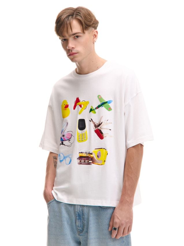 Czarno-biały T-shirt - CROPP - 6814N-99X