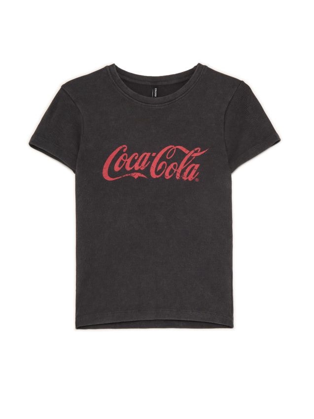 T-shirt con stampa Coca-Cola Colore grigio scuro CROPP 685FO-90M