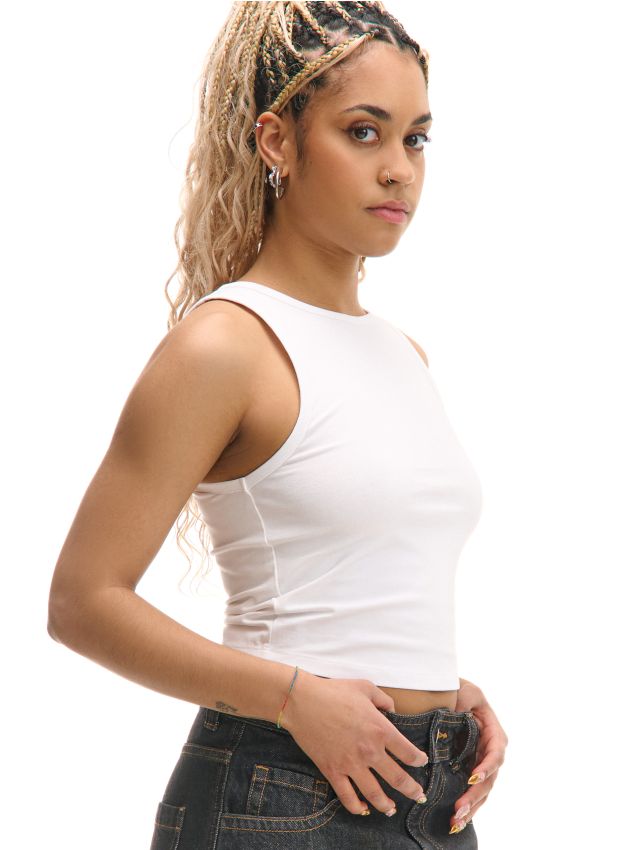 トップス PILE FLARE TANK TOPS トップス PILE FLARE TANK TOPS Tank top with lace trim and eyelet