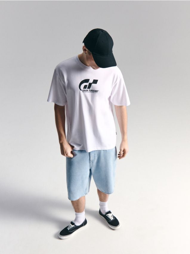 Tricou albă cu imprimeu Gran Turismo Culoare alb - CROPP - 697HY-00X