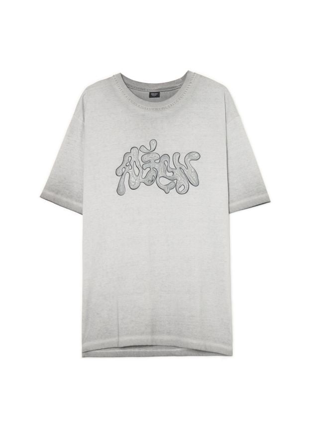 Szara koszulka z efektem acid wash - CROPP - 738DE-97X