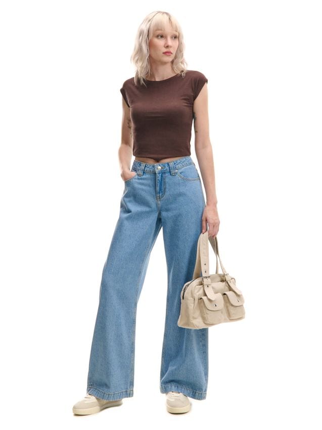 Jasnoniebieskie jeansy wide leg vintage - CROPP - 777FK-50J