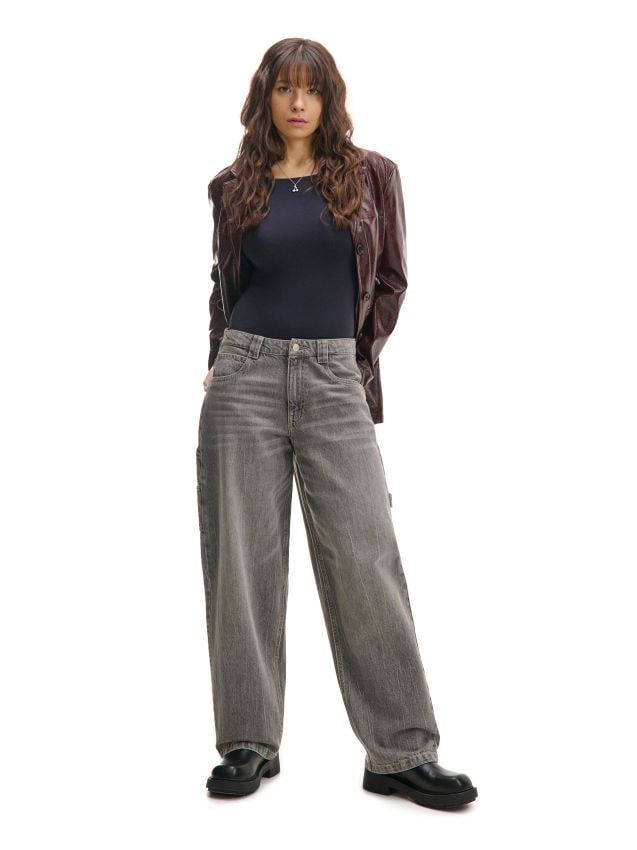 Jeansy balloon fit baggy z acid wash - CROPP - 788CT-90M