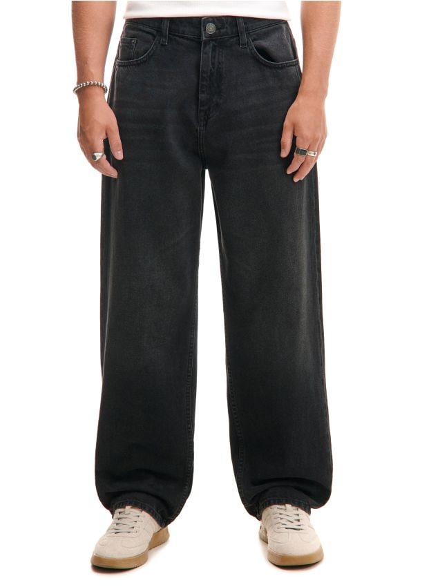 ！！ojioji！！ Džinsai baggy Spalvos juoda - CROPP - 794FO-99J