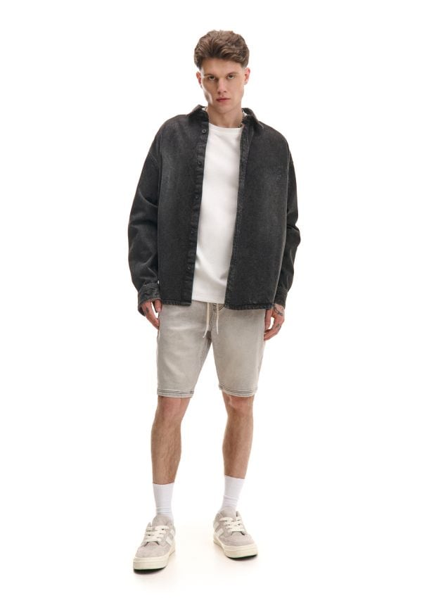 Szare jeansowe szorty jogger