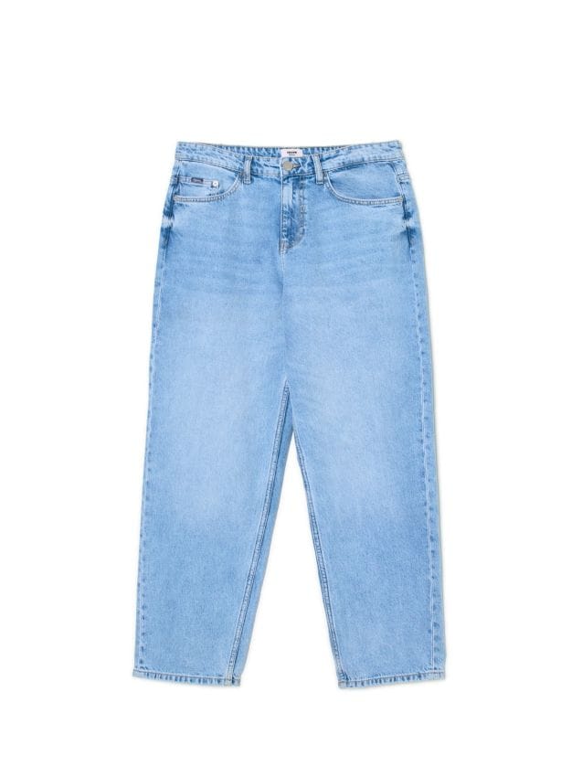 Jasne jeansy baggy z acid wash