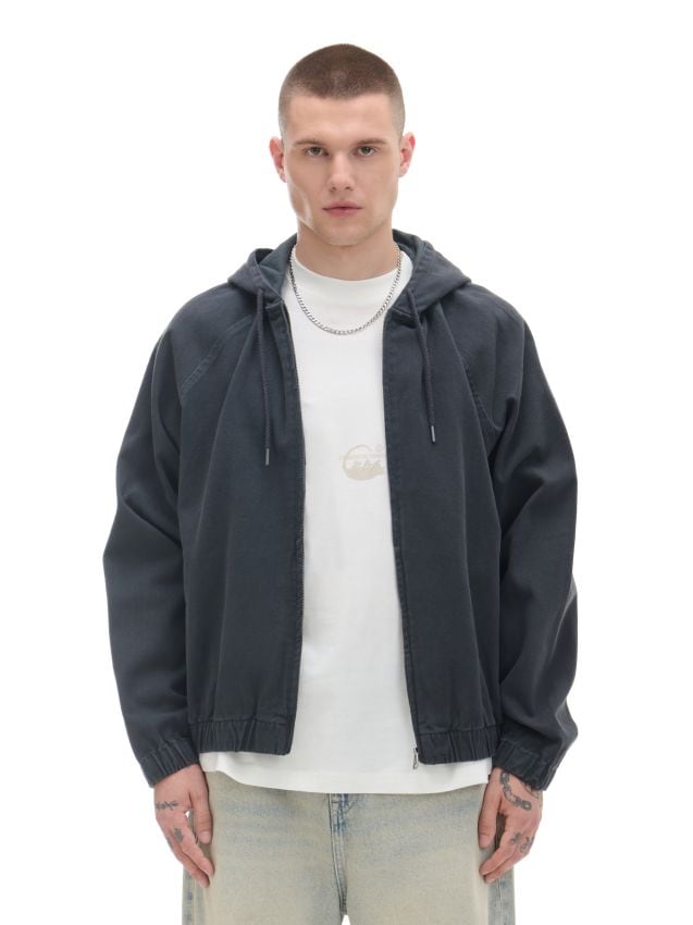 Szara jeansowa kurtka z kapturem - CROPP - 830AS-90X