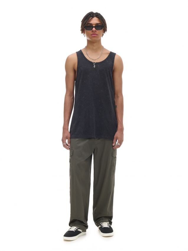 リミフゥ　20/-C Plain Stitch Chest Slit Tank ᐉ Жакет кроп без лацканів сірий - CHSS26065 - придбати в інтернет