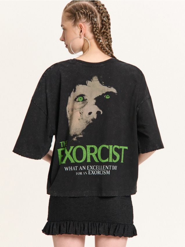 Tricou negru cu imprimeu The Exorcist Culoare negru - CROPP