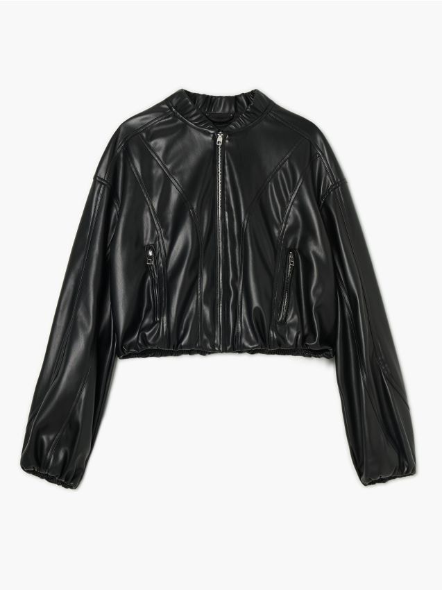 Geacă din imitație de piele Culoare negru - CROPP - 932HW-99X