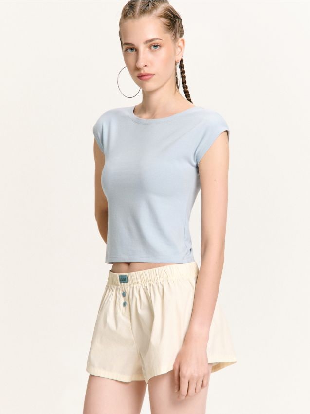 Błękitny T-shirt z modalem