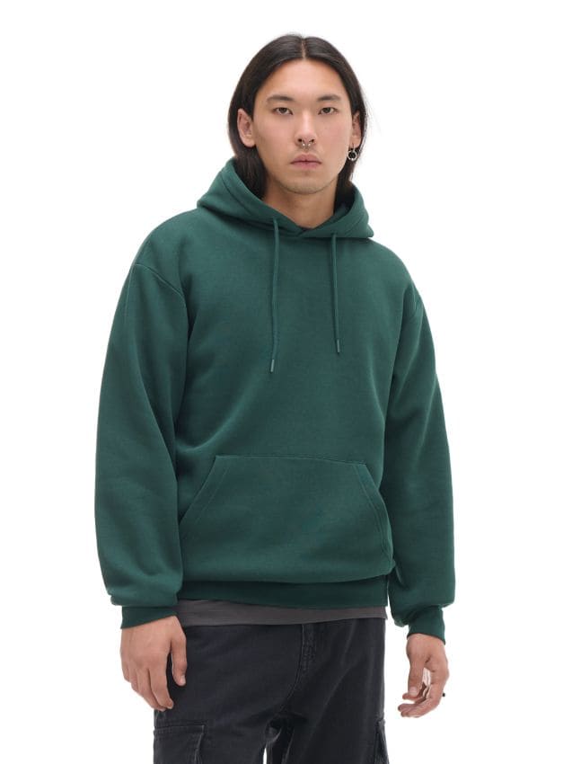 Ciemnozielona bluza regular z kapturem - CROPP - 947AS-79X
