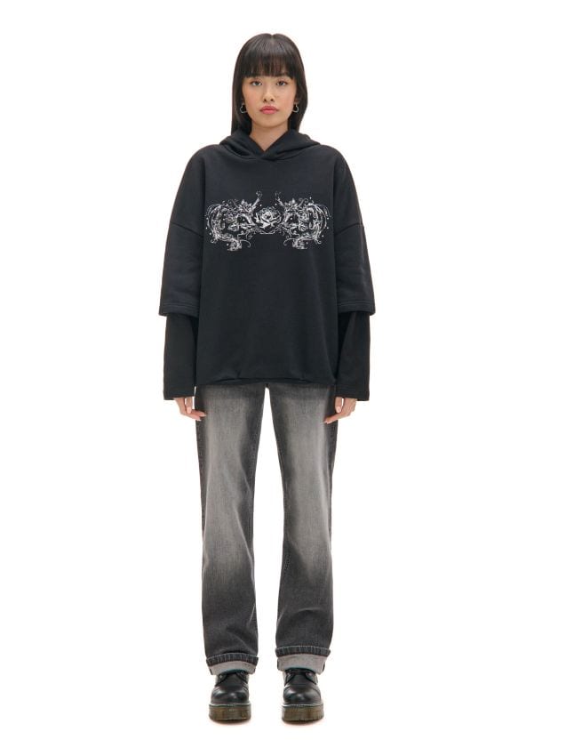 Bluza hoodie z podwójnym rękawem UNISEX - CROPP - 977AQ-99X