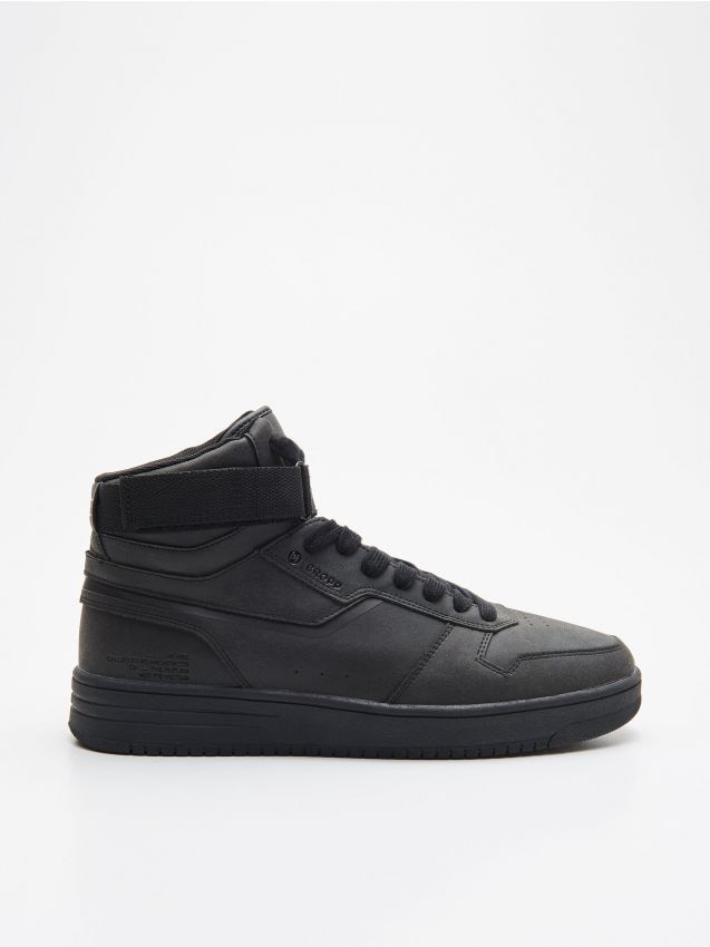 Black high ankle sneakers on sale