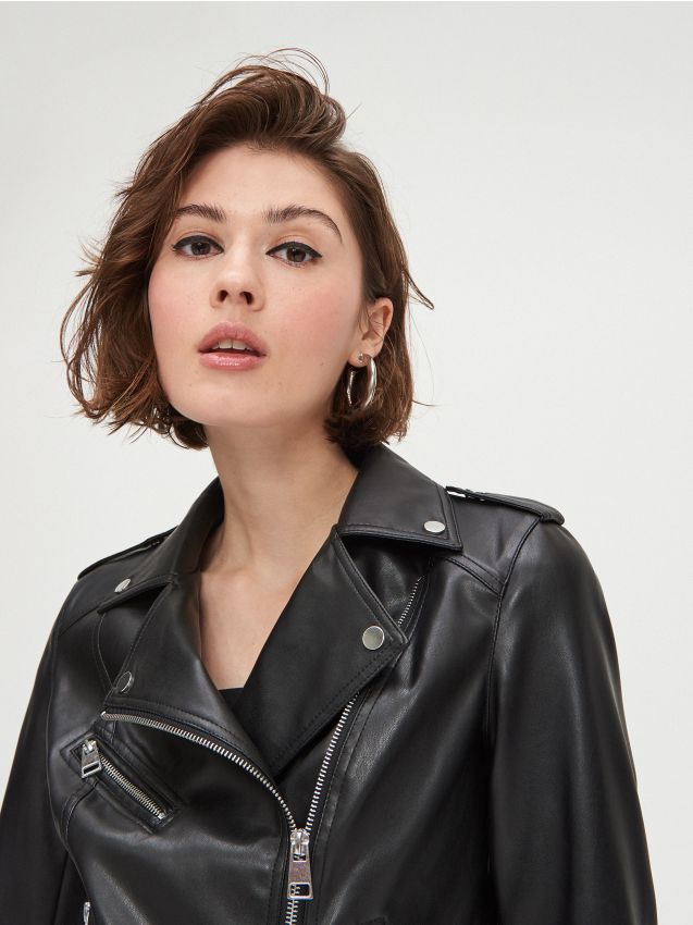 Biker stila jaka - melns - CROPP