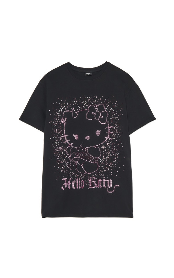 K.staff　　9920 Czarna koszulka z aplikacją Hello Kitty - CROPP - 033FM-99X