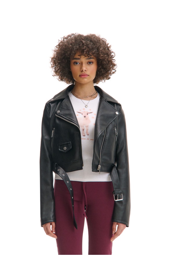 【HI FI FNK】Mini Leather Snap Jacket HI FI FNK】Mini Leather Snap Jacket