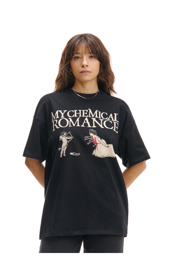 Tricou oversize cu imprimeu My Chemical Romance Culoare negru