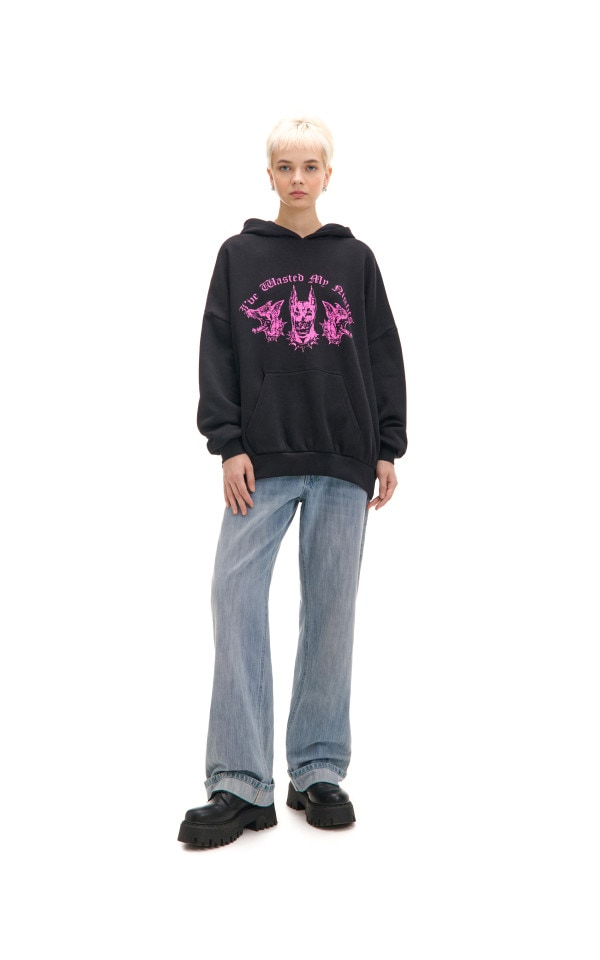 Czarna bluza hoodie z dobermanami UNISEX - CROPP - 226AS-99X