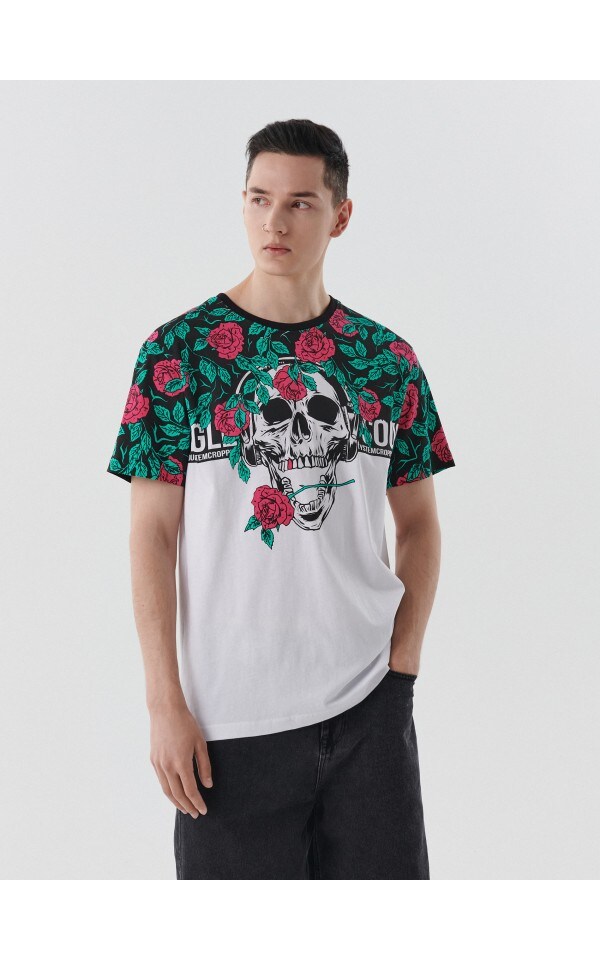 T-shirt z czaszką - CROPP - 2766K-99X