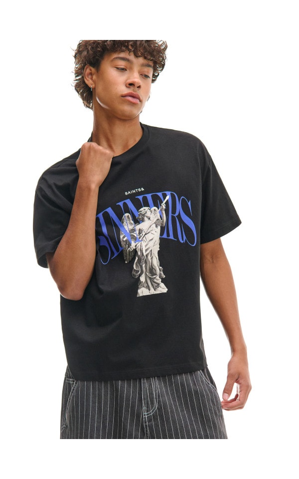 Tricou negru cu imprimeu Culoare negru - CROPP - 608FN-99X