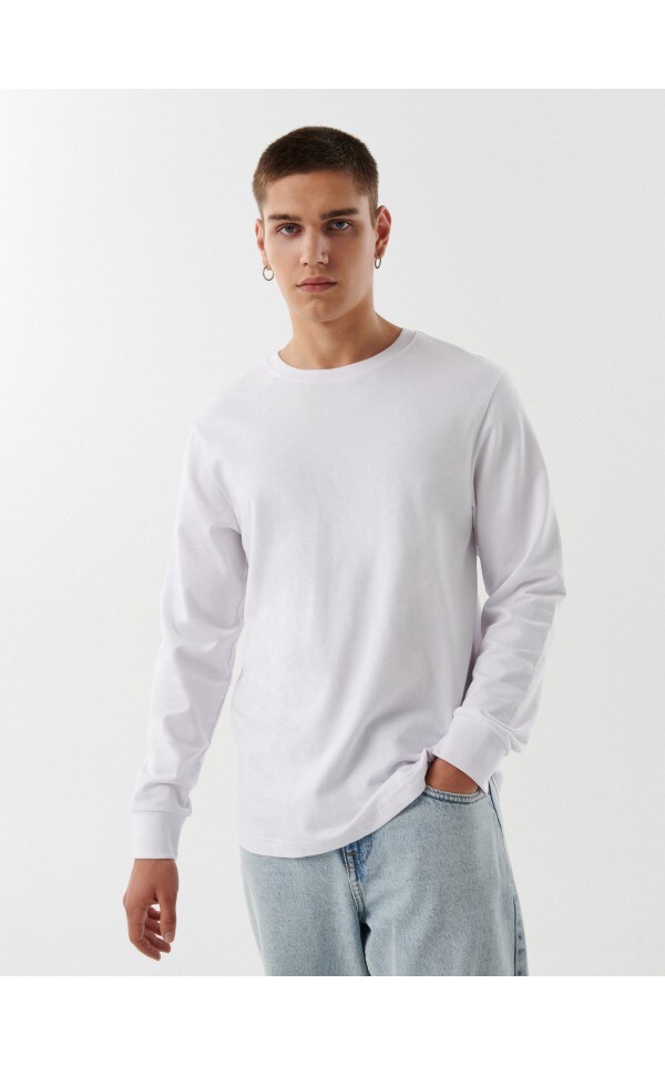 Biała koszulka z długim rękawem - CROPP - 6299N-00X